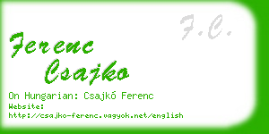 ferenc csajko business card